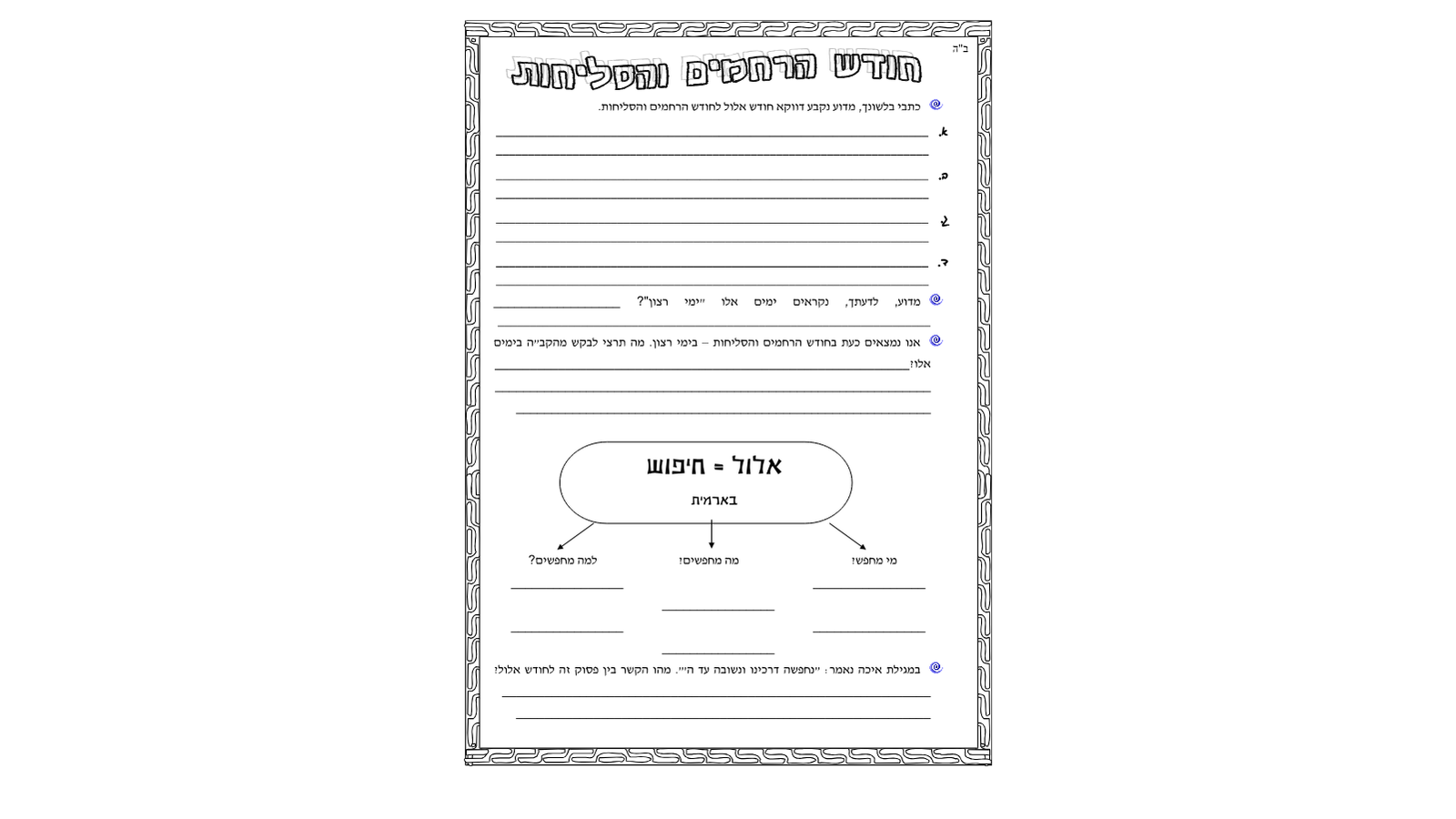 אלול – חודש הרחמים והסליחות