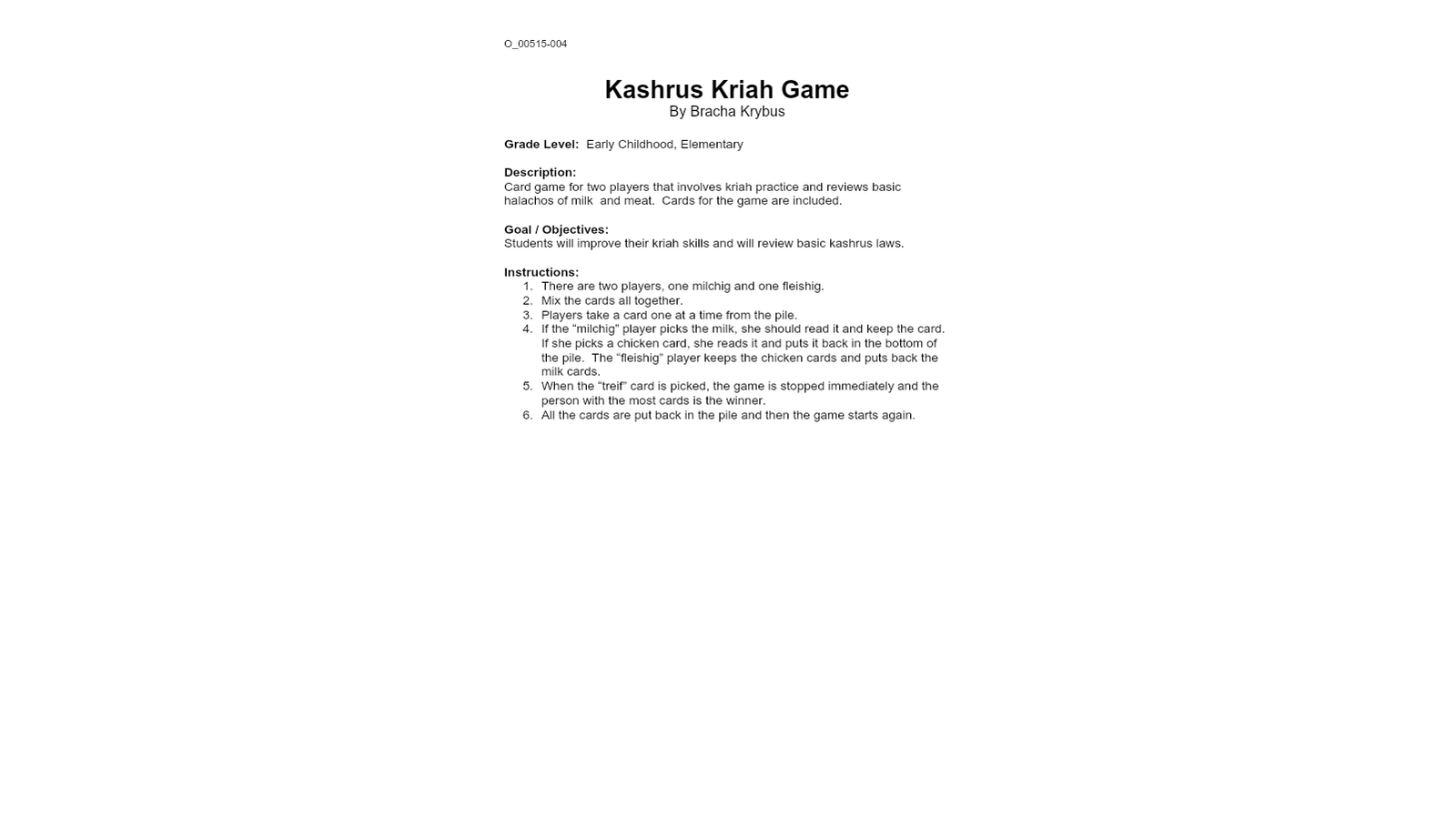 Parshas Mishpatim - Kashrus Games & Activities