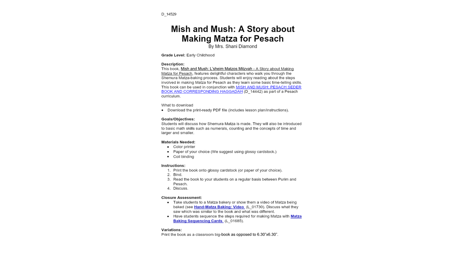 Parshas Bo - Matzah Baking Activities