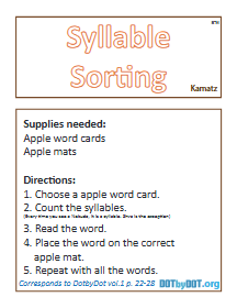 Kamatz Rosh Hashana Themed Syllable Sorting Game and Cards