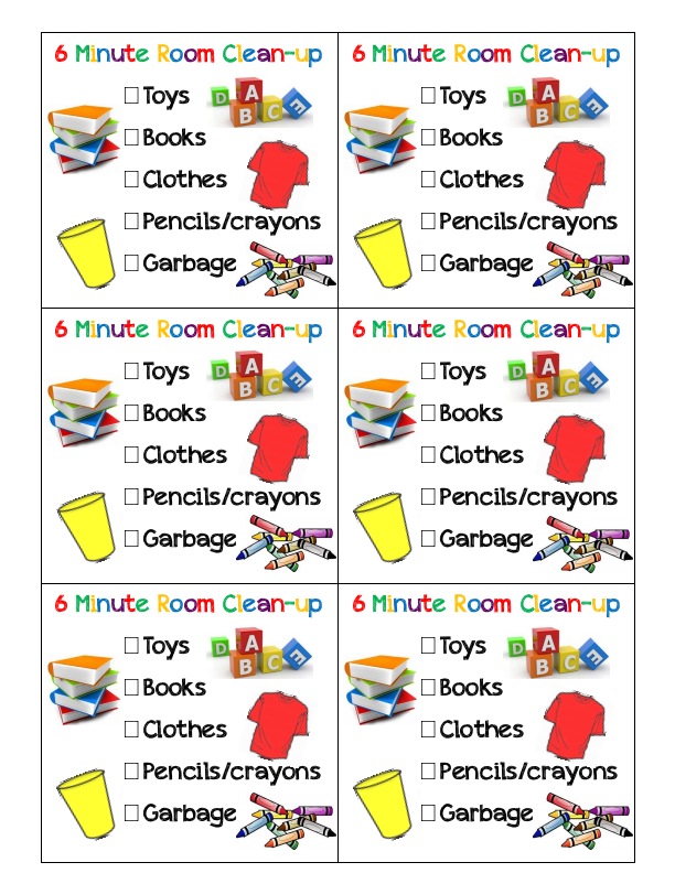 Six Minute Room Clean-Up Checklist